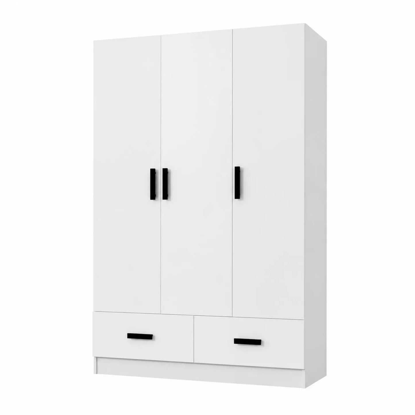 Armoire 3 portes MDF Blanc avec Tiroirs