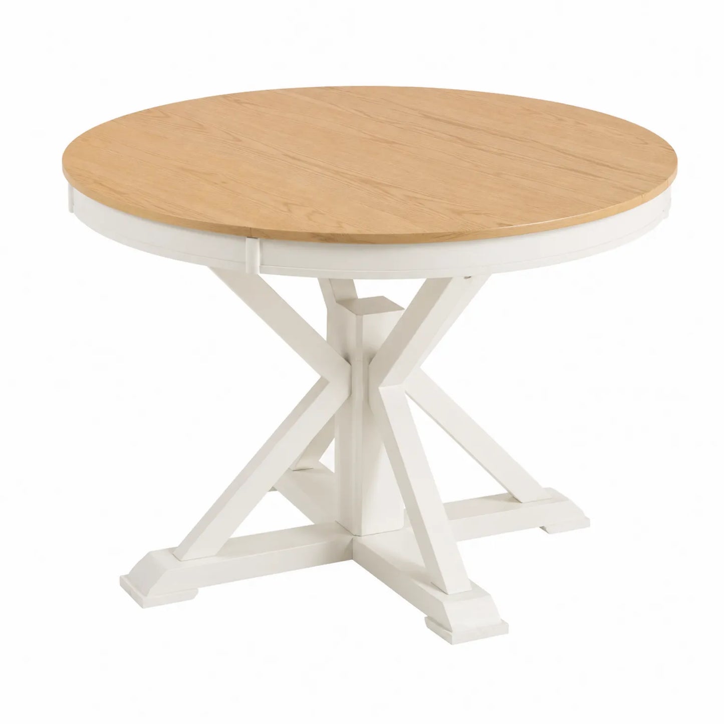 Table à manger ronde en bois chêne et blanc 120 cm