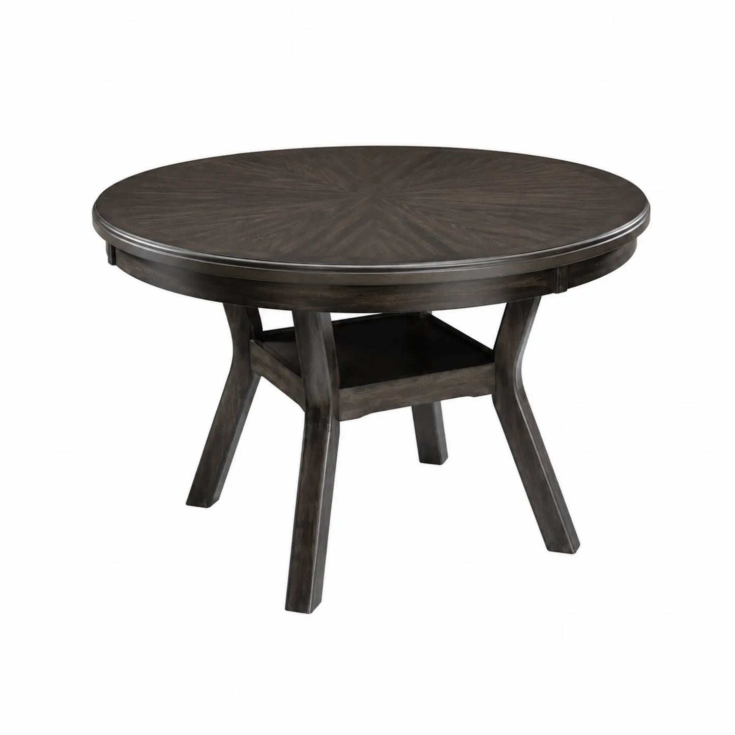 Table ronde en bois foncé avec étagère, diamètre 120 cm