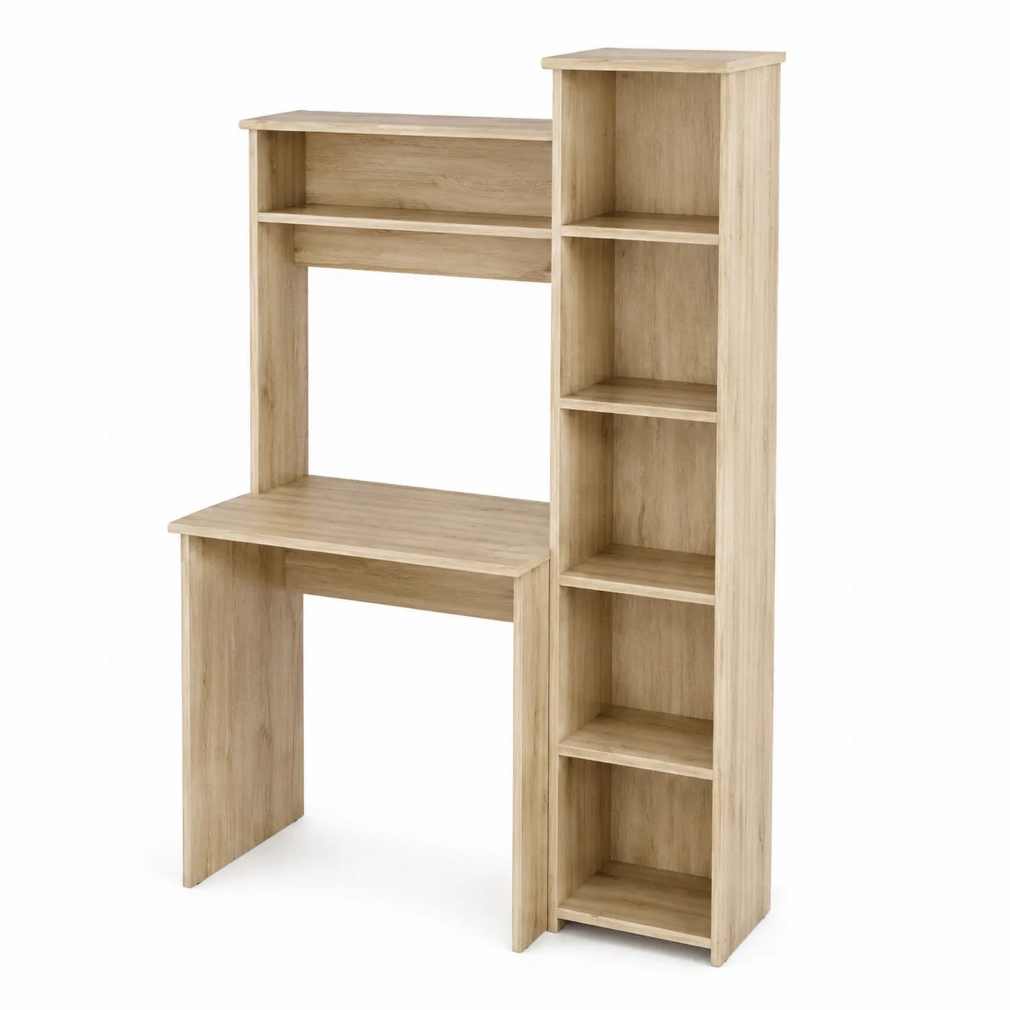 Bureau avec Étagère en Bois de Chêne Clair 120x55x145cm
