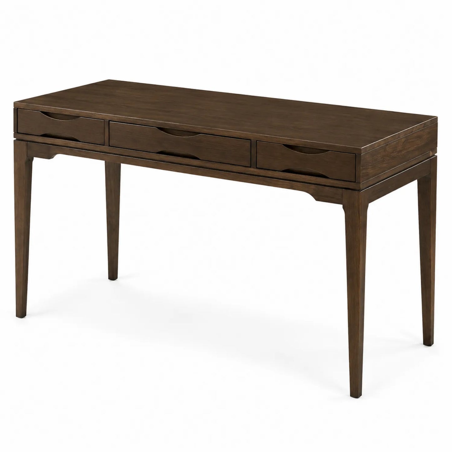 Bureau en bois marron avec 3 tiroirs