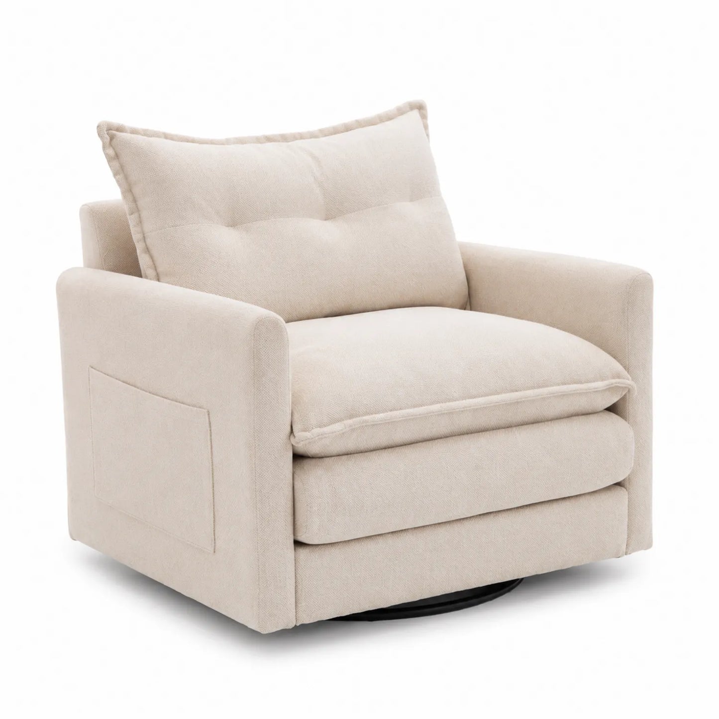 Fauteuil pivotant en tissu beige