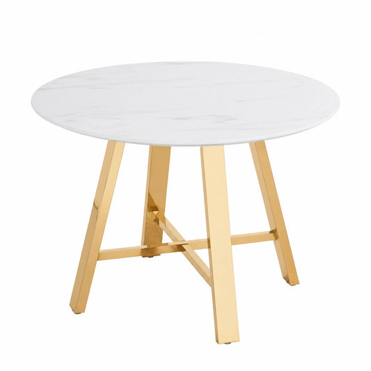 Table ronde en marbre et métal doré 100 cm