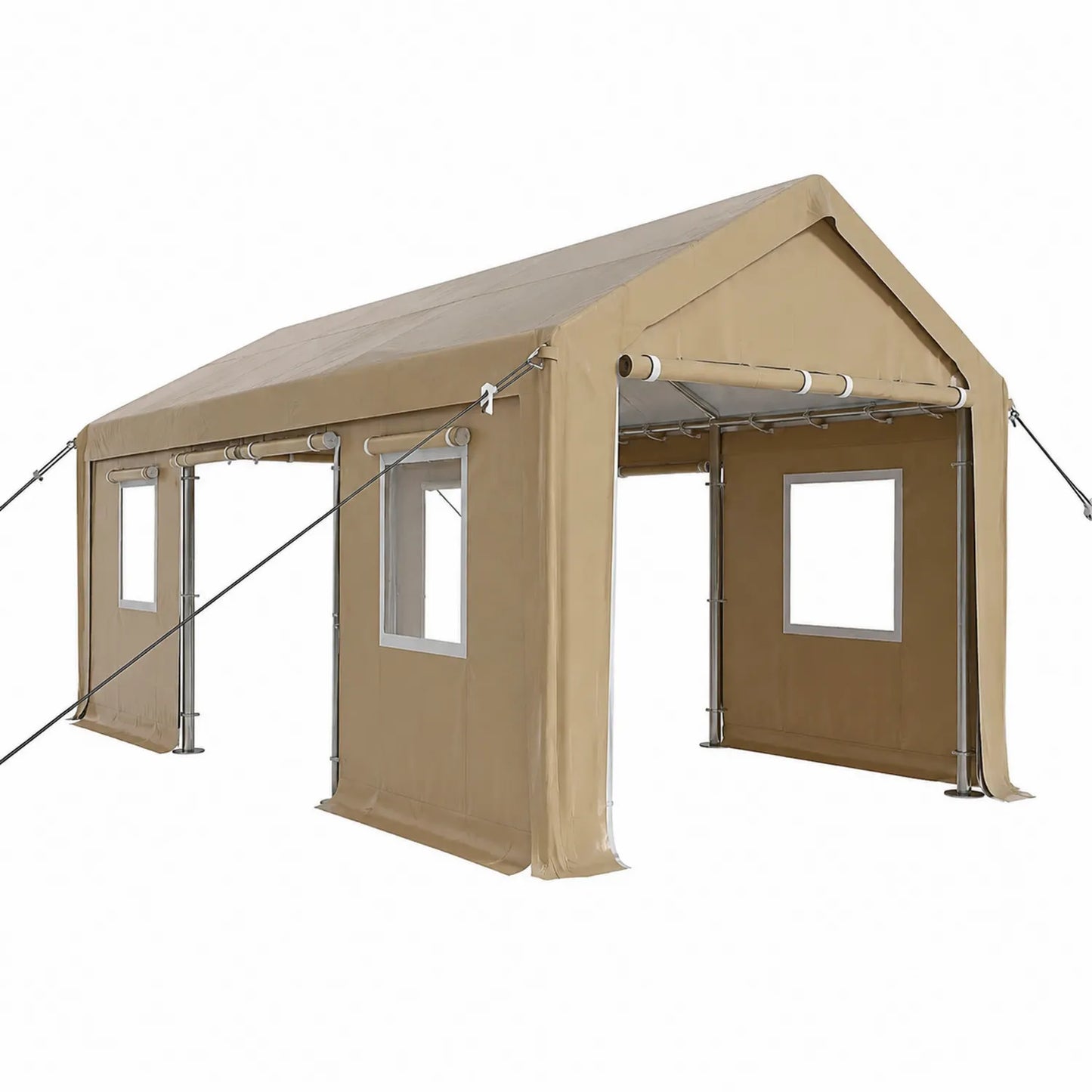 Tente de Jardin en Tissu Oxford Beige avec Cadre en Acier 300x500 cm