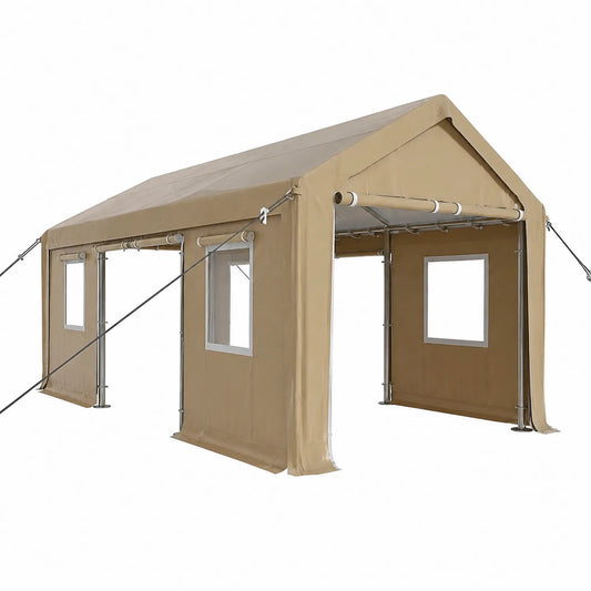 Tente de Jardin en Tissu Oxford Beige avec Cadre en Acier 300x500 cm