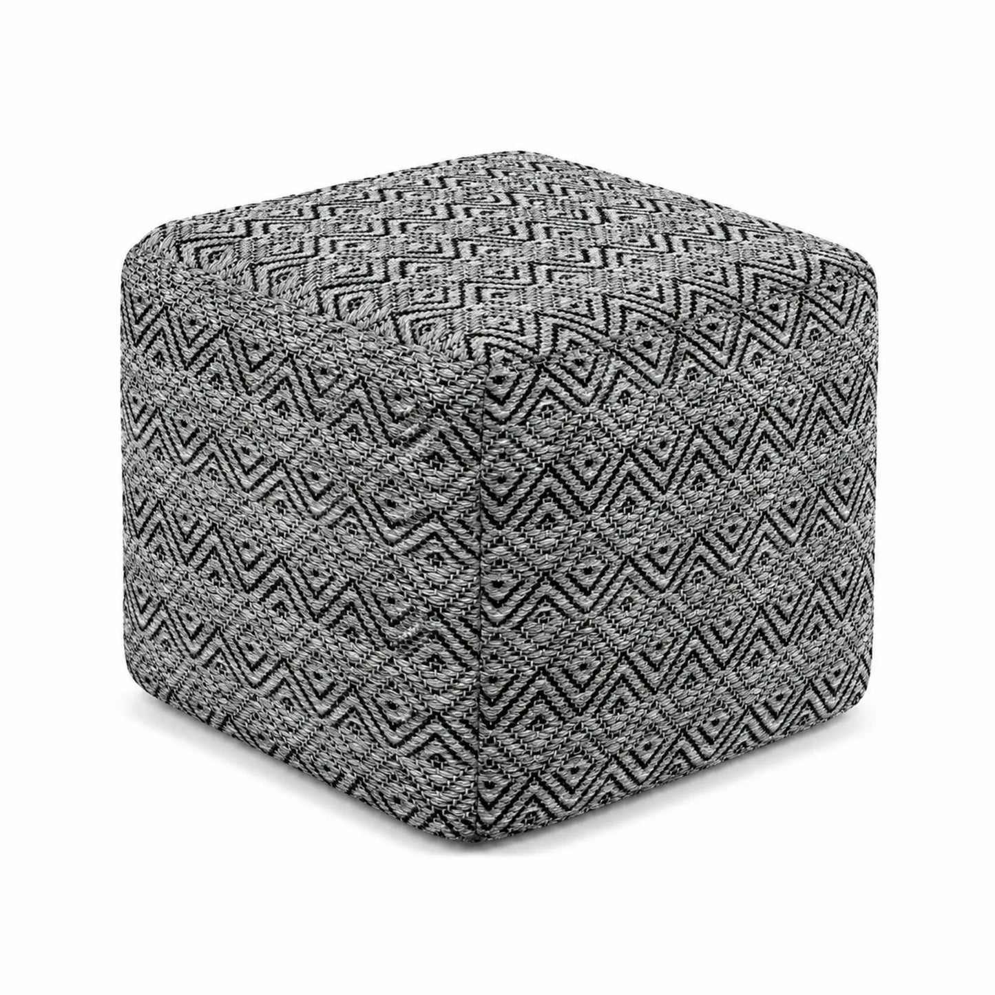 Pouf Cube en Polyester Gris Motif Géométrique 40x40x40 cm
