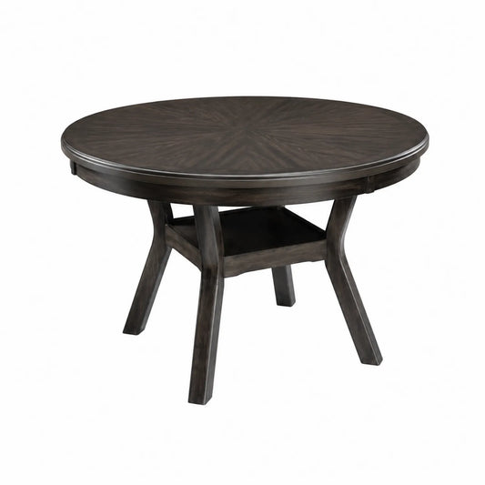 Table ronde en bois foncé avec étagère, diamètre 120 cm