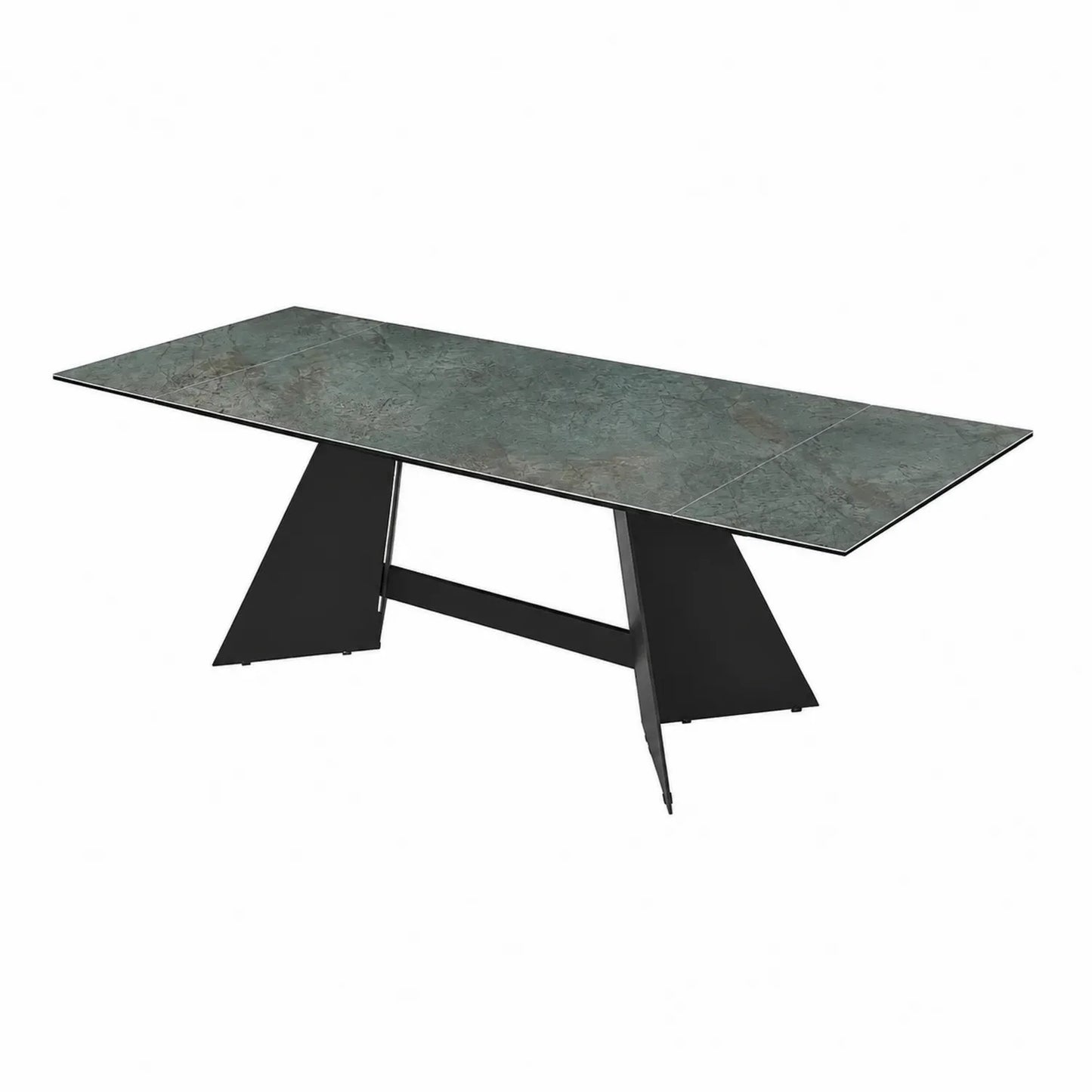Table à manger en céramique et métal Vert/Noir 200x100x75 cm