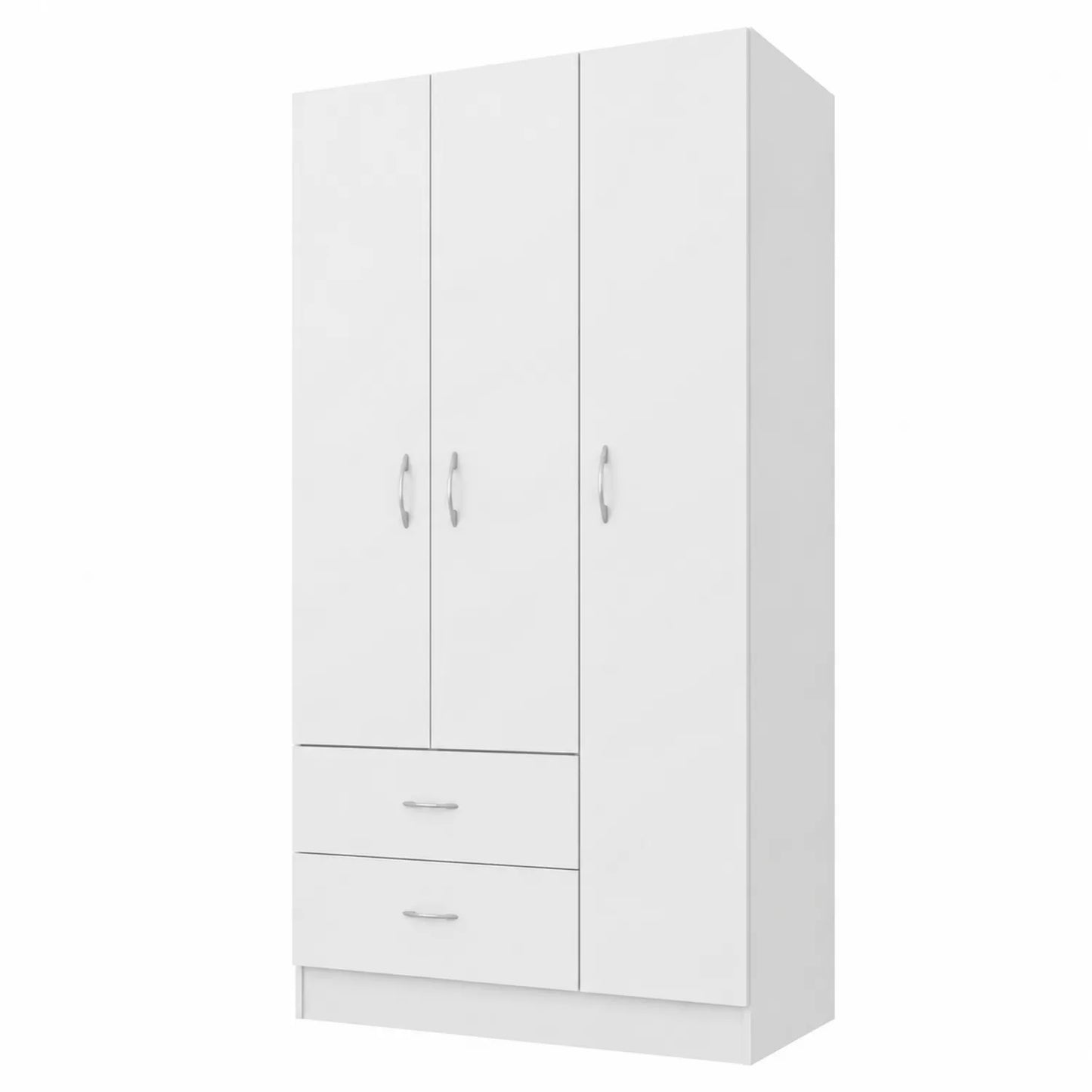 Armoire 3 portes et 2 tiroirs en bois blanc