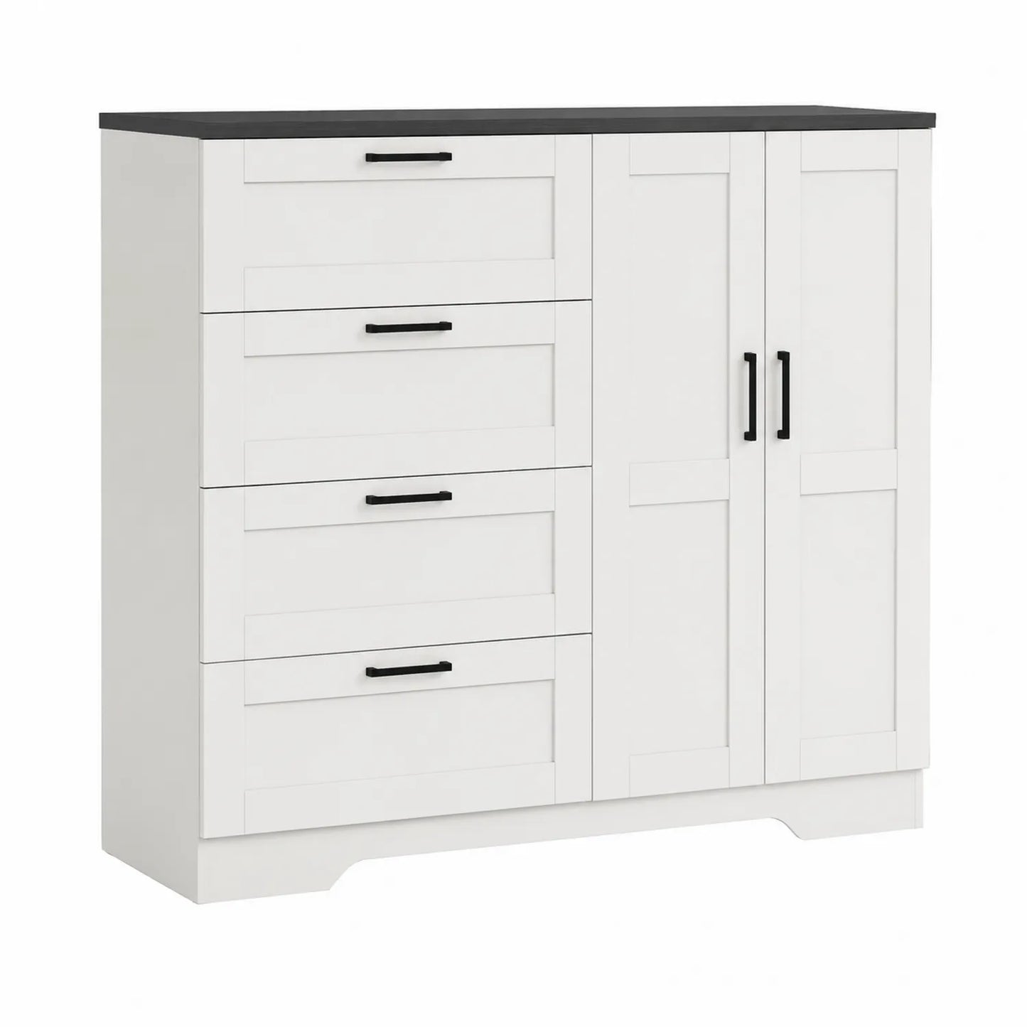 Commode en Bois Blanc avec 4 Tiroirs et Portes