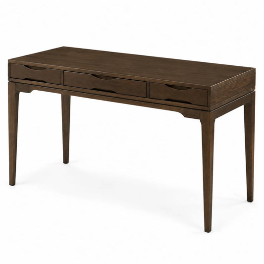 Bureau en bois marron avec 3 tiroirs