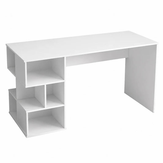 Bureau d'ordinateur en bois avec étagères de rangement blanc 120x60x75 cm
